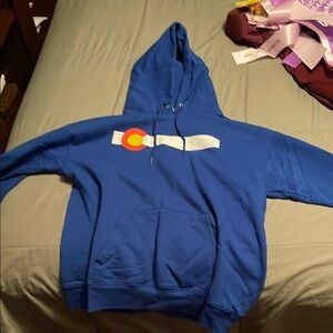 Blue Hoodie with Graphic Design